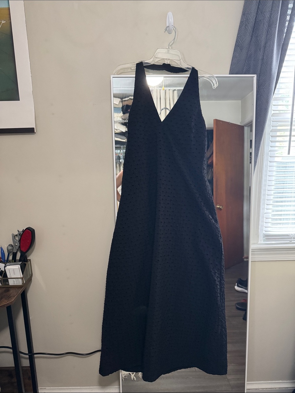 Black V-Neck Sleeveless A-Line Dress